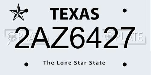 2AZ6427 Texas License Plate