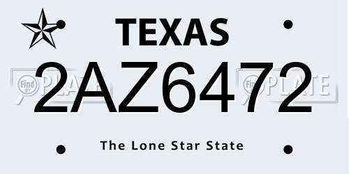2AZ6472 Texas License Plate