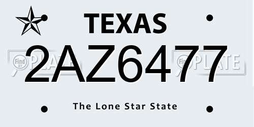 2AZ6477 Texas License Plate