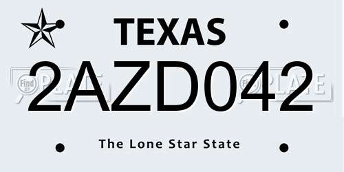 2AZD042 Texas License Plate