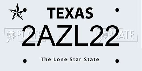 2AZL22 Texas License Plate