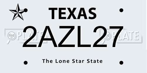 2AZL27 Texas License Plate