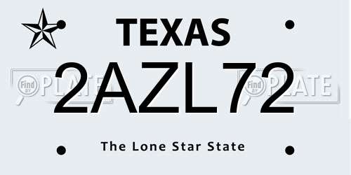 2AZL72 Texas License Plate
