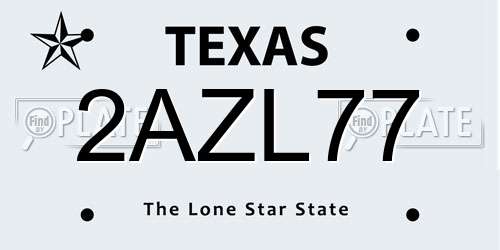 2AZL77 Texas License Plate