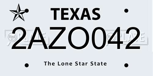 2AZO042 Texas License Plate