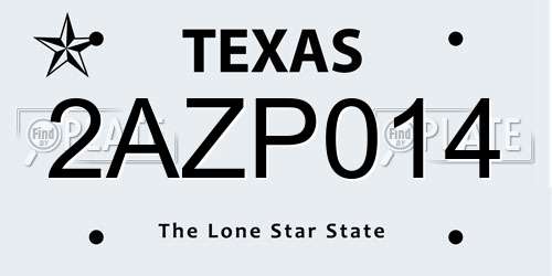 2AZP014 Texas License Plate