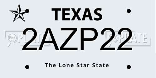 2AZP22 Texas License Plate