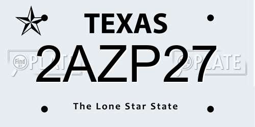 2AZP27 Texas License Plate