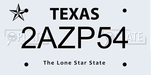 2AZP54 Texas License Plate