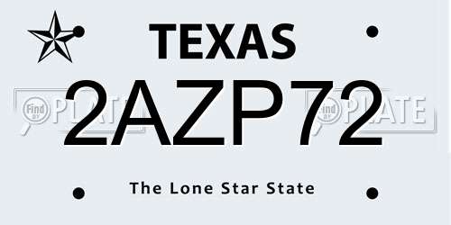 2AZP72 Texas License Plate