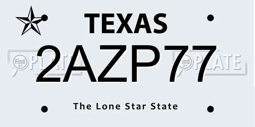 2AZP77 Texas License Plate