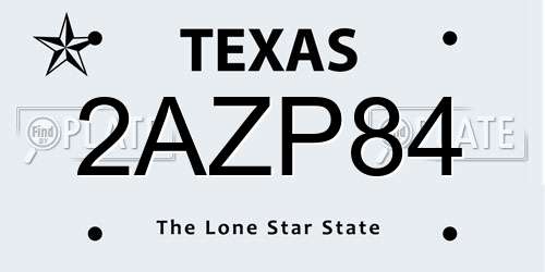 2AZP84 Texas License Plate