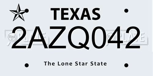 2AZQ042 Texas License Plate