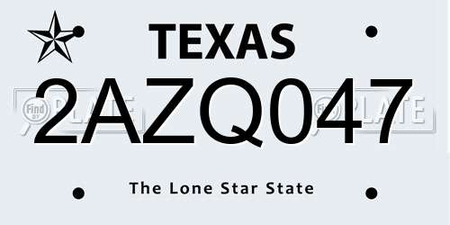 2AZQ047 Texas License Plate