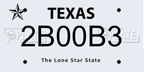 2B00B3 Texas License Plate