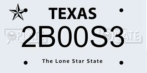 2B00S3 Texas License Plate