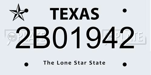 2B01942 Texas License Plate