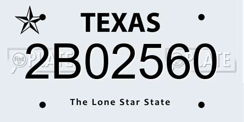 2B02560 Texas License Plate