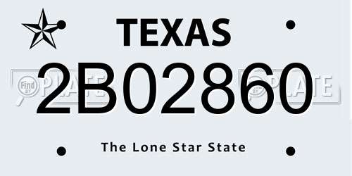 2B02860 Texas License Plate