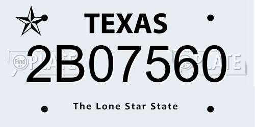 2B07560 Texas License Plate