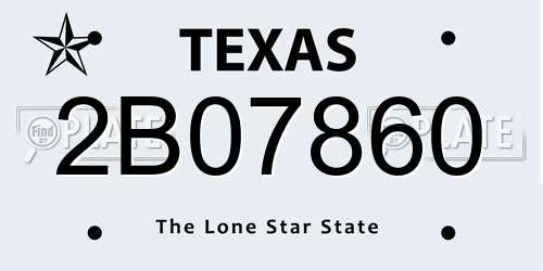 2B07860 Texas License Plate