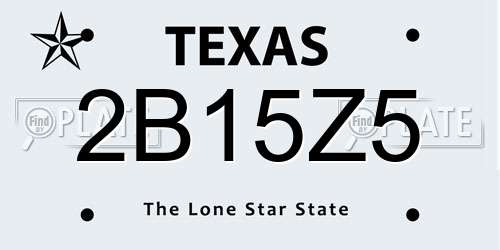 2B15Z5 Texas License Plate