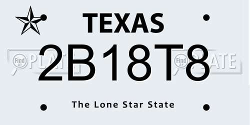 2B18T8 Texas License Plate