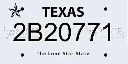 2B20771 Texas License Plate