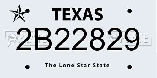 2B22829 Texas License Plate