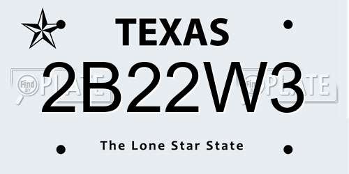 2B22W3 Texas License Plate