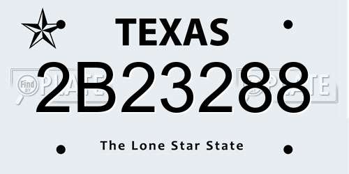 2B23288 Texas License Plate