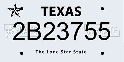 2B23755 Texas License Plate
