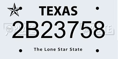 2B23758 Texas License Plate