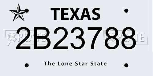 2B23788 Texas License Plate