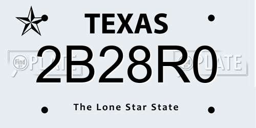 2B28R0 Texas License Plate