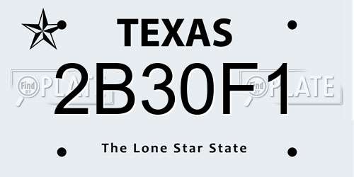 2B30F1 Texas License Plate