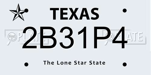 2B31P4 Texas License Plate