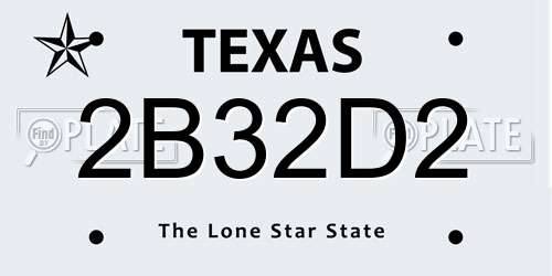 2B32D2 Texas License Plate