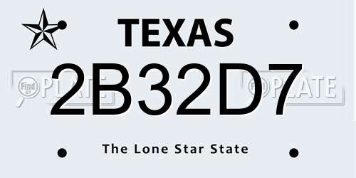 2B32D7 Texas License Plate