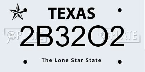 2B32O2 Texas License Plate