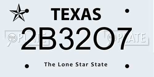 2B32O7 Texas License Plate