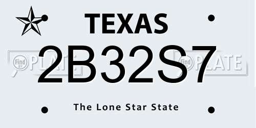 2B32S7 Texas License Plate