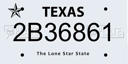 2B36861 Texas License Plate