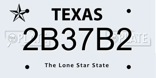 2B37B2 Texas License Plate