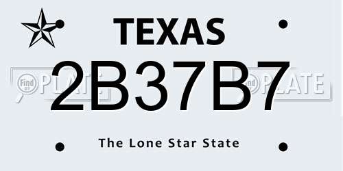 2B37B7 Texas License Plate