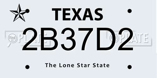 2B37D2 Texas License Plate