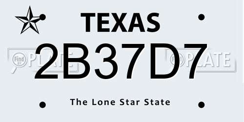 2B37D7 Texas License Plate