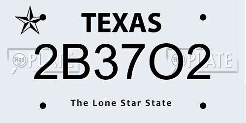 2B37O2 Texas License Plate