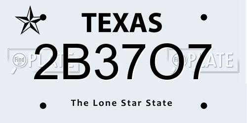 2B37O7 Texas License Plate