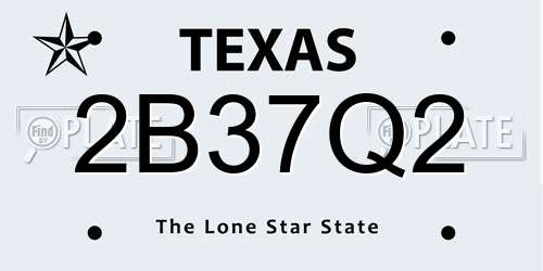 2B37Q2 Texas License Plate